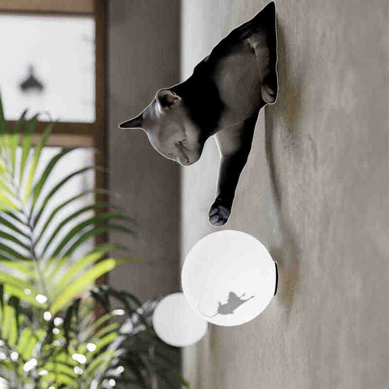 Designer Cat & Mouse Table/Wall Lamp, Creative Animal Sculpture Lighting – Bedroom Bedside or Accent Decor