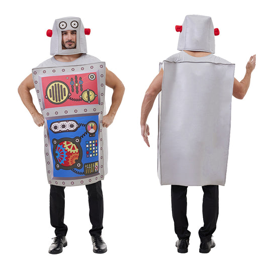 Robot Costume Set – Silver Retro Tunic Suit for Halloween, Cosplay, Family Party & Parade
