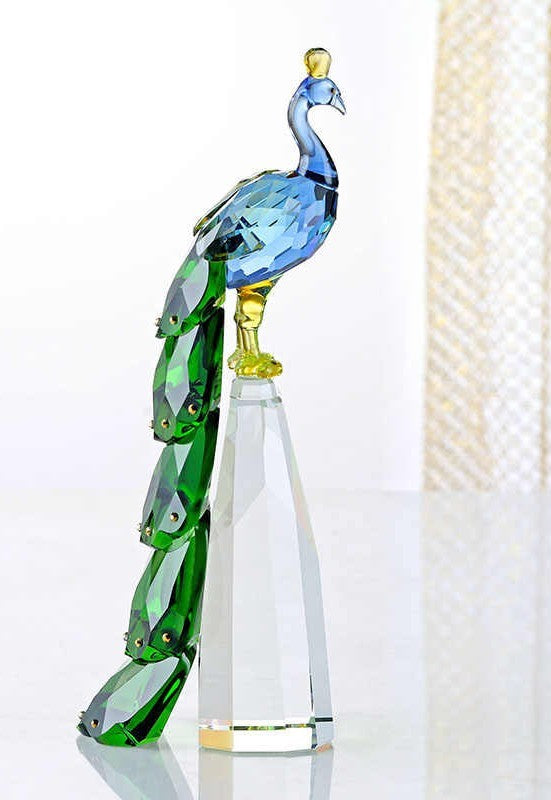 Creative Crystal Peacock Figurine, Modern Office Desktop & Cabinet Decor Ornament