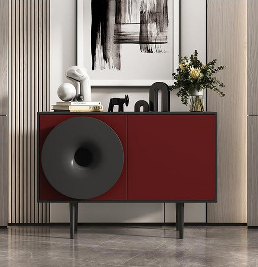 Modern Luxury Designer Solid Wood Entryway Sideboard, Creative Accent Buffet Cabinet for Living Room & Hallway
