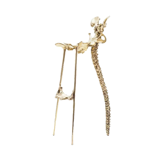 Luxury Brass Bar Stool – Modern Art Skeleton High Chair for Villa, Hotel, Gallery, Café & Bar