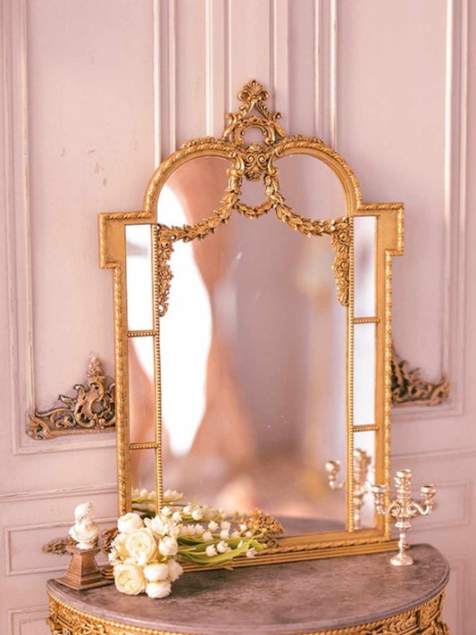 Miniature Baroque Mirror – 1:6 Scale Ornate Gold Frame Wall Mirror, Dollhouse Luxury Decor