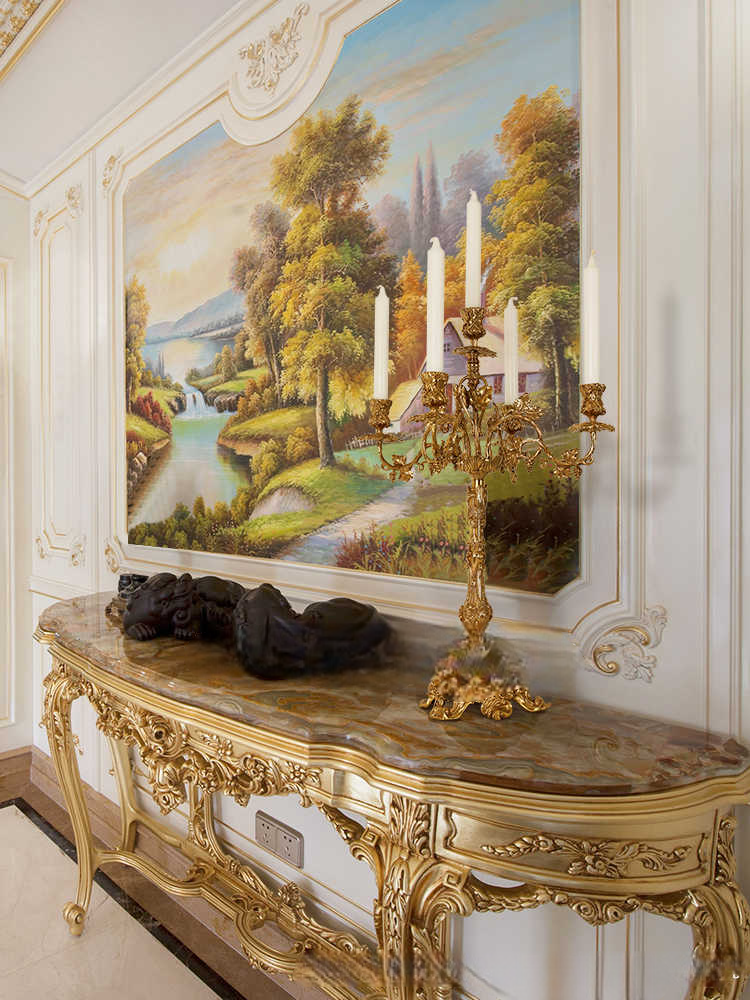 Baroque Luxury Solid Brass Candelabra – Antique Candle Holder, Ornate Home & Villa Centerpiece Décor