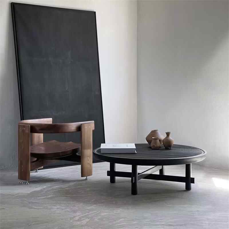 Vintage Solid Wood Sculptural Lounge Chair, Designer Single Sofa Armchair, Retro Accent for Living Room, Entryway & Creative Spaces