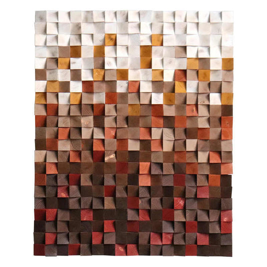 Modern Gradient 3D Solid Wood Mosaic Wall Art Panel, Handcrafted Pine Decorative Sculpture for Entryway, Living Room, Hotel—Unframed