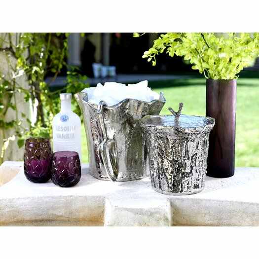 NYC Downtown Park Inspired Aluminum Ice Bucket with Lotus Leaf Edge Design, Artisan Cast Metal Wine Cooler with Serving Scoop, Premium Champagne Chiller