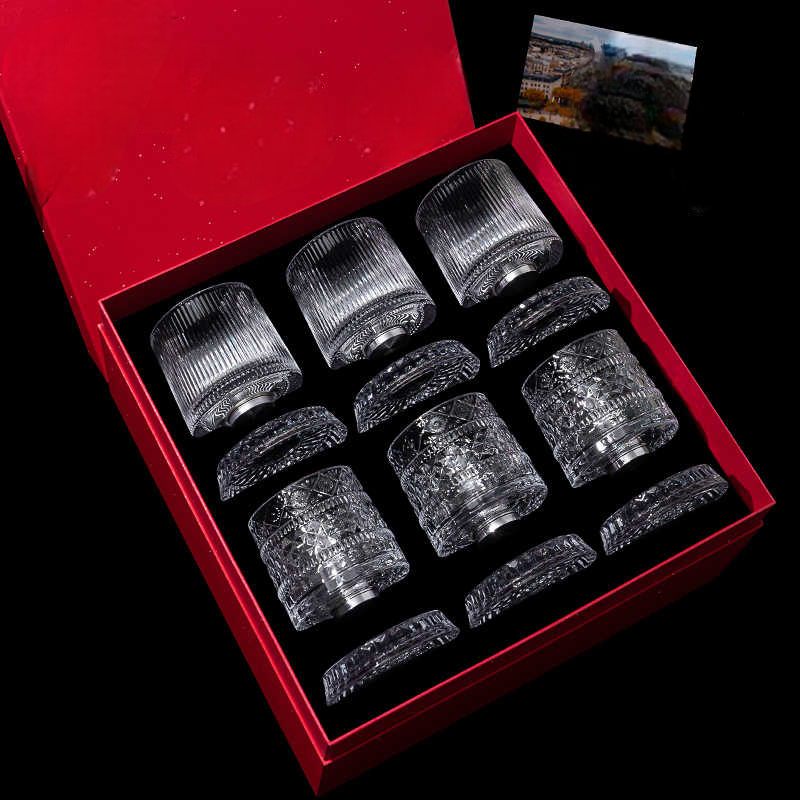 Crystal Whiskey Glass Set, 6 PCS – Gift Boxed Luxury Old Fashioned Tumblers, Handcrafted Stripe & Star Diamond Pattern, 250ml Premium Glassware