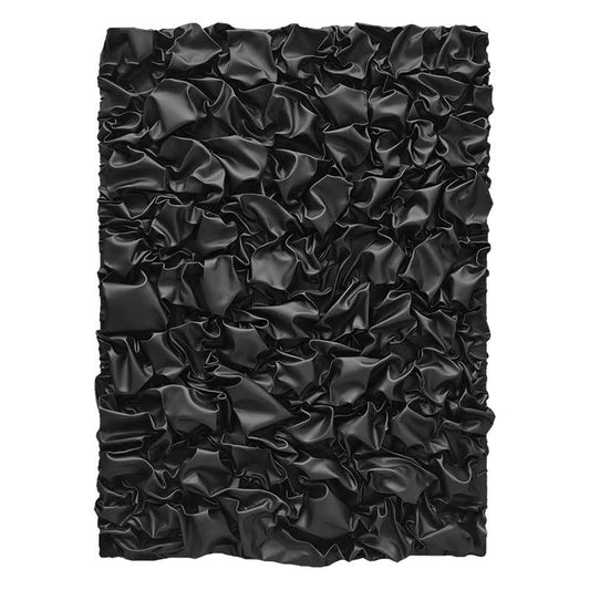 Modern 3D Black Leather Abstract Wall Art, Large Textured Relief Art Panel, Designer Statement for Living Room or Entryway