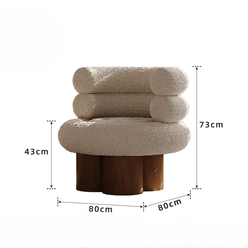 Marshmallow Cloud Accent Chair, Modern Boucle Cream Lounge Sofa, Designer Teddy Fleece Single Chair for Living Room