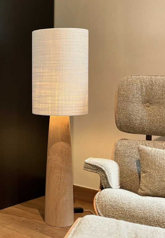 Solid Wood Designer Floor Lamp, Smart Voice Control Standing Light for Living Room, Bedroom, or Art Spaces