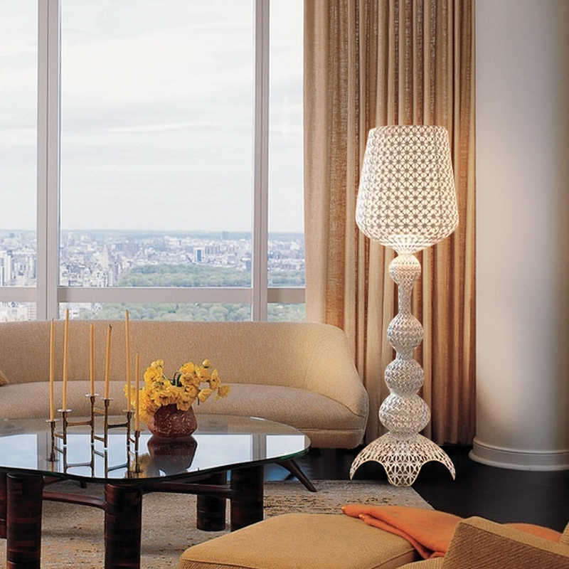 Italian Designer Crystal Lace Floor Lamp with Dimmer, KARTELL Style Wine Glass Base Table Lamp for Luxury Living Room