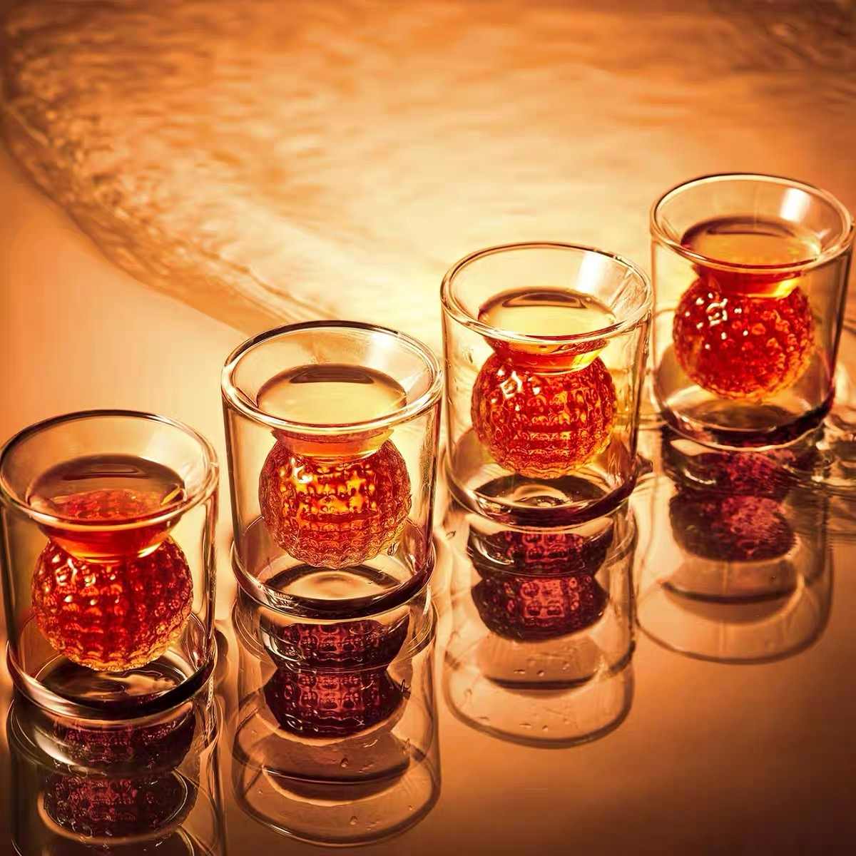 Creative Golf Ball Double-Walled Glass 50ml – Unique Whisky, Beer, Milk, and Drink Shot Glass, Insulated Hand-Blown Novelty Barware