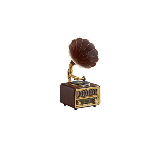 Vintage Gramophone Style Wireless Speaker, Retro Horn Mini Audio Speaker with Aromatherapy Decor Function, Classical Brown Tabletop Phonograph Accent for Home, Office, Bedroom and Living Room