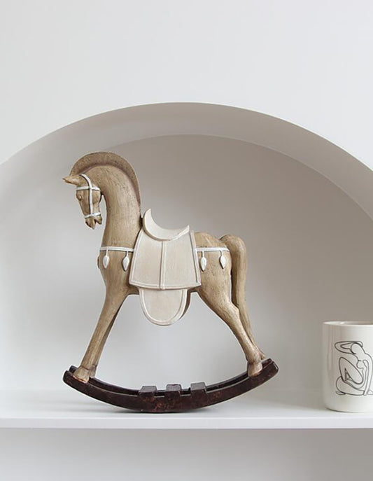 Vintage Western Rustic Rocking Horse Sculpture – Abstract Desktop Art, Modern Farmhouse Tabletop Ornament