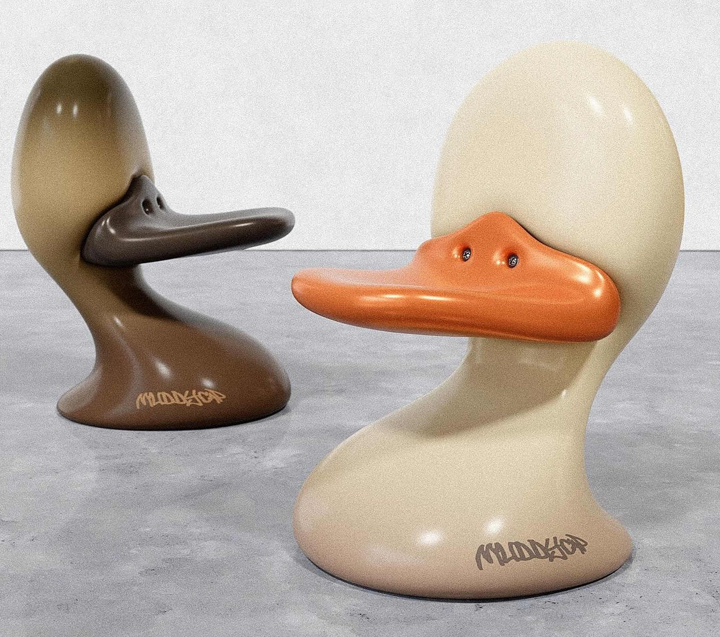 Modern Duck-Shaped Fiberglass Chair, Creative Animal Design Reception Seating, Designer Sculptural Chair for Amusement Parks, Offices, Home