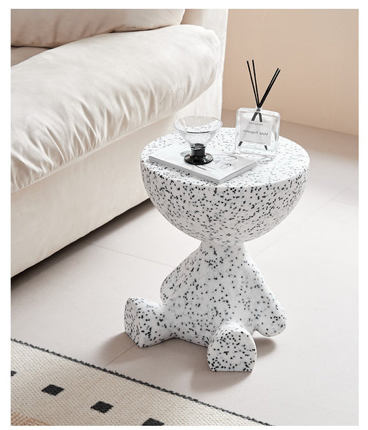 Viral Sitting Figure Side Table in Speckled Pattern, Modern Human Silhouette End Table with Multiple Color Options, Polyethylene Living Room Accent Furniture,