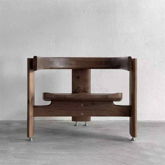 Vintage Solid Wood Sculptural Lounge Chair, Designer Single Sofa Armchair, Retro Accent for Living Room, Entryway & Creative Spaces