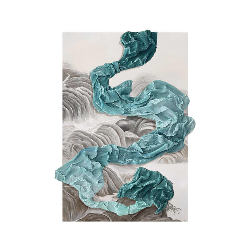 Modern Abstract 3D Handcrafted Wall Art – High-End Minimalist Living Room & Hallway Pleated Fabric Oil Painting