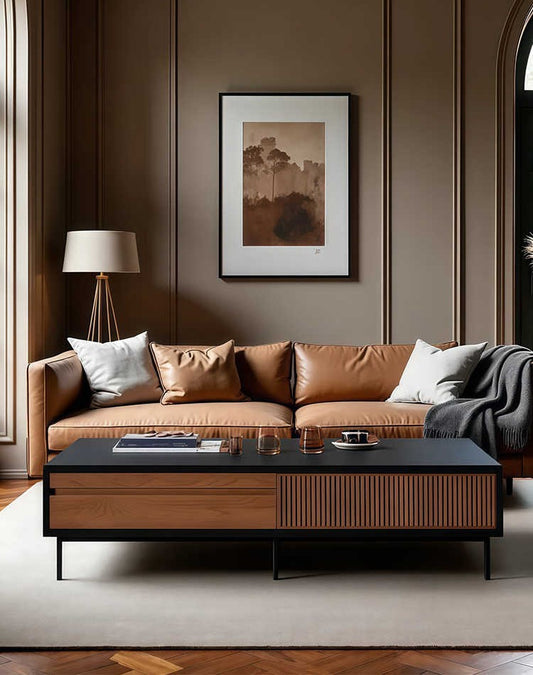 Modern Minimalist Solid Wood Coffee Table – Vintage Living Room Luxury Drawer Rectangular Tea Table
