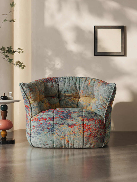 Italian Ultra-Minimalist Danxia Lounge Chair – Nordic Luxury Design with Bmigantin Silk Jacquard & 80D Shaped Cotton, Contemporary Accent Seating