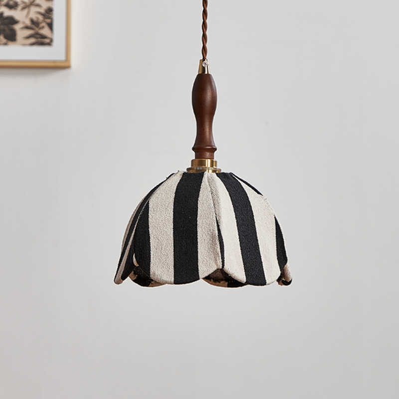 Designer Retro Pendant Lamp – Original Velvet Stripe Small Chandelier, High-End Bedside/Bar/Café/Accent Light