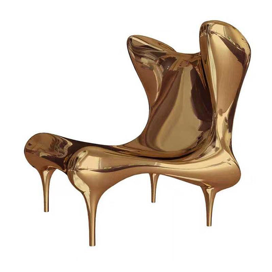 Designer High Heel Lounge Chair – Electroplated Fiberglass Accent Chair, Modern Art Statement for Living Room or Model Room