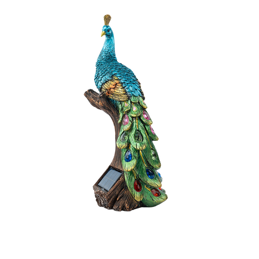 Solar Peacock Garden Statue Light Outdoor Resin Decor