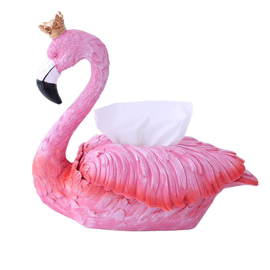 Flamingo Tissue Box – Cute Pink Resin Napkin Holder, Large Size, Living Room Dining Table Decor