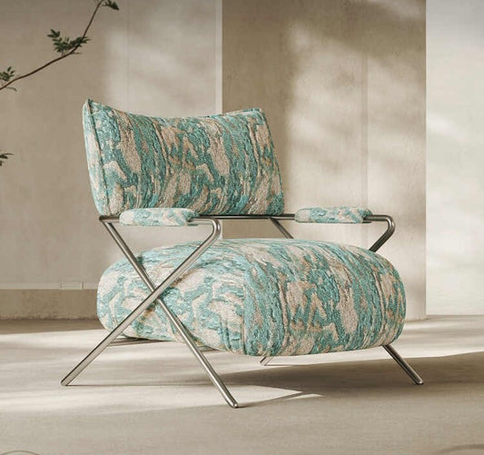 Modern Minimalist Accent Chair, Velvet Designer Single Sofa, Style Luxury Living Room Armchair