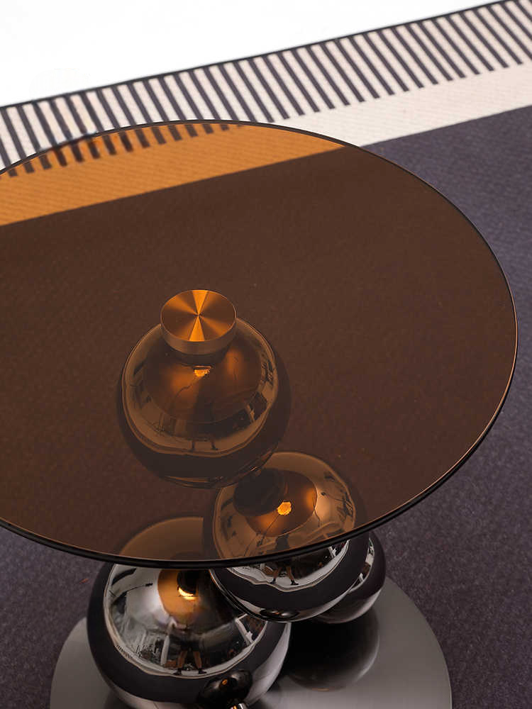 Bubble Designer Luxury Artistic Side Table, Small Round Stainless Steel Accent Table, Minimalist Modern Geometric Living Room End Table