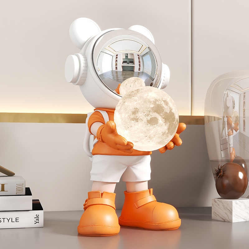 Astronaut Tabletop Night Light, Creative Space Figurine Decor for Living Room, Bedroom, Bar Cabinet
