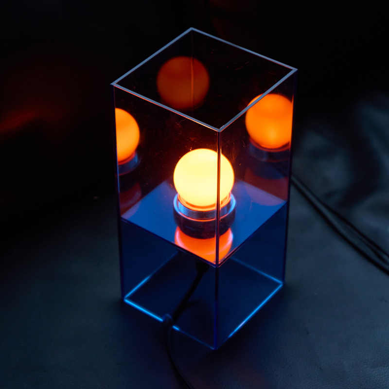 Modern Minimalist Acrylic Table Lamp – "Sunrise Blue" Designer Handmade Bedside & Decorative Light