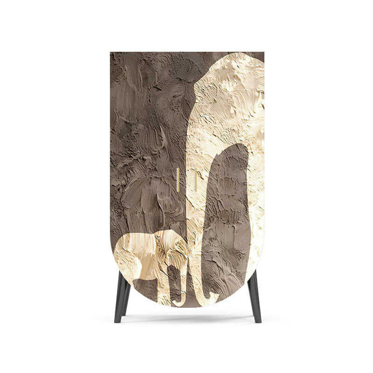 Modern Minimalist Wood Storage Cabinet | Abstract Art Double Door Wardrobe, Versatile Solid Pine Organizer for Bedroom, Living Room, Dining Area