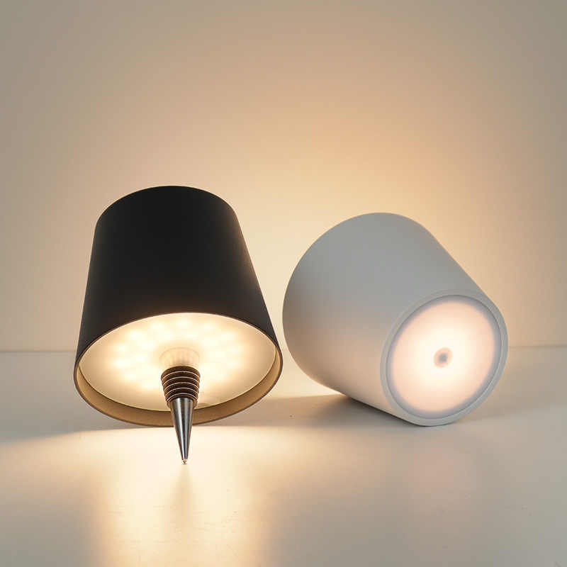 Bottle LED Night Light, Rechargeable Mini Table Lamp with Three-Color Dimming – Black, Party Bottle Insert