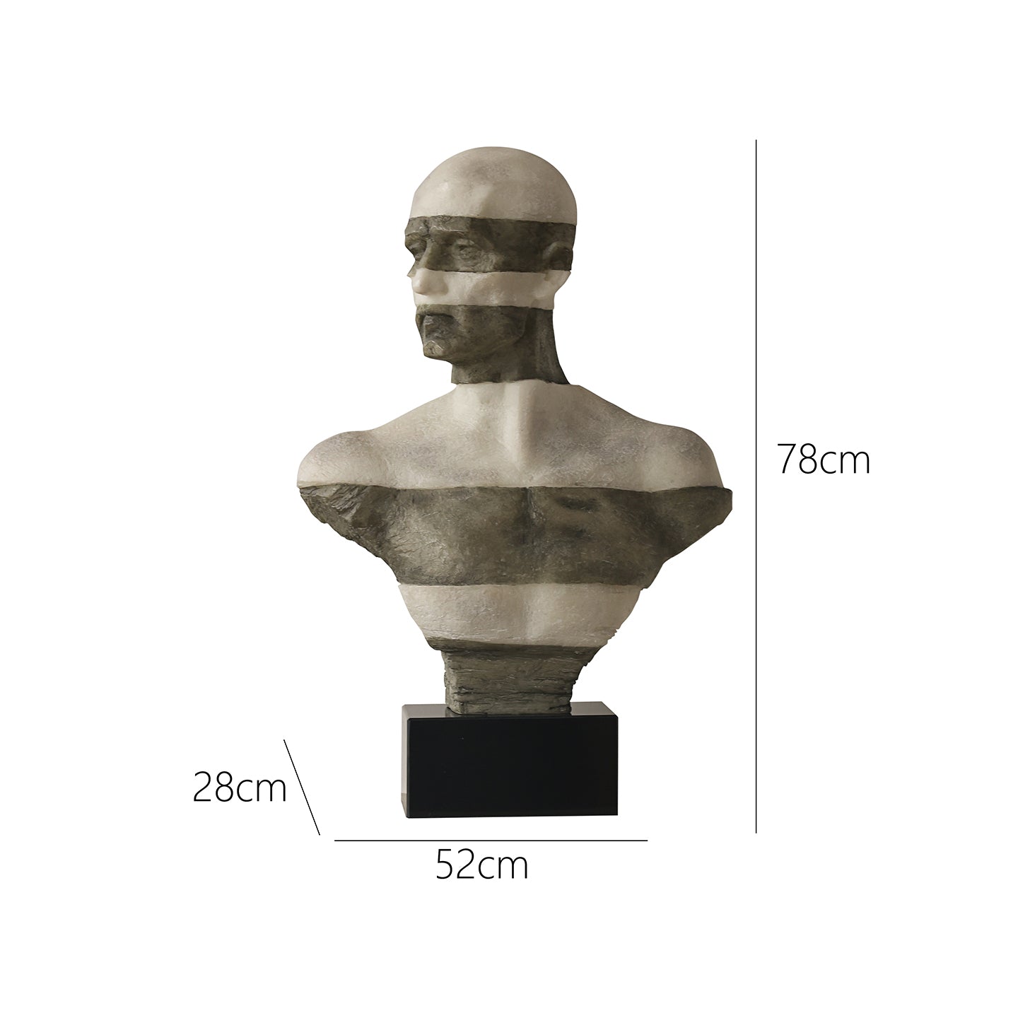 Designer Vintage Half-Body Bust Sculpture, Artistic Statement Pedestal for Entryway, Living Room, or Hotel