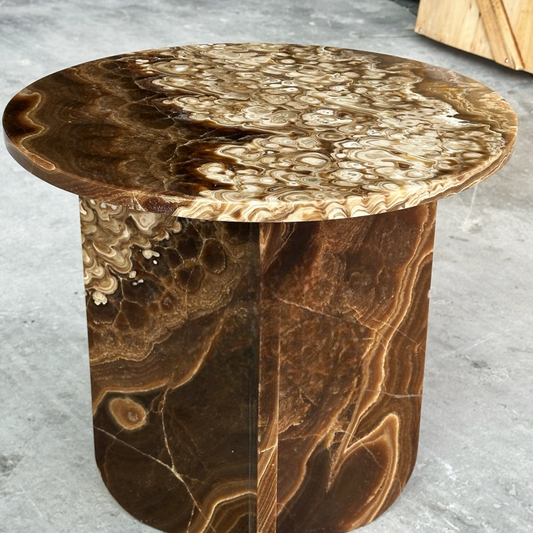 Vintage Creative Solid Marble Side Table – Custom Designer Pedestal Accent Table, Villa & Hotel Luxury