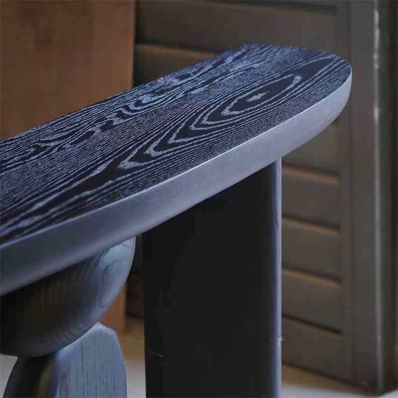 Narrow Black Ash Wood Console Table, Modern Creative Minimalist Entryway Table, Sculptural Hallway Display Desk for Small Spaces