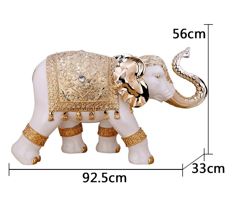 Grand Rose Gold Elephant Floor Sculpture – Luxury Oversized Resin Decorative Statue for Hotel, Lobby, Entryway, or Living Room