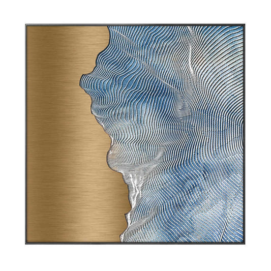 Modern Luxury 3D Textured Relief Painting – Minimalist Stainless Steel & Embossed Oil Artwork, Entryway & Living Room Wall Decor, Black Frame