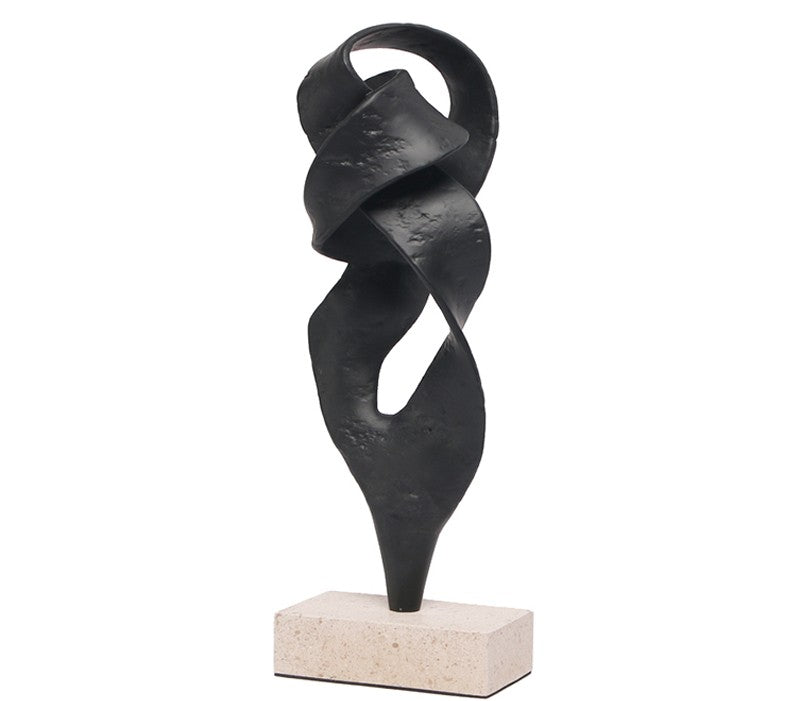 Modern Abstract Black Resin Sculpture, Creative Luxury Minimalist Geometric Statue, Designer Tabletop Art for Living Room, Hotel Reception, Entryway, Gallery Decor