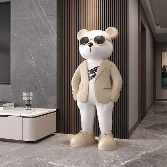 Modern Standing Bear Floor Sculpture, Trendy Large Decor Statue for Living Room, Foyer, TV Cabinet or Office
