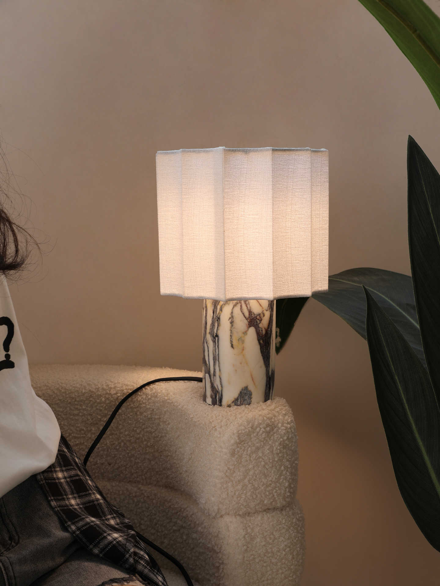 Designer Marble Table Lamp, Modern Art Bedroom/Living Room/Hotel Accent Light, Bvlgari Purple Luxury Stone