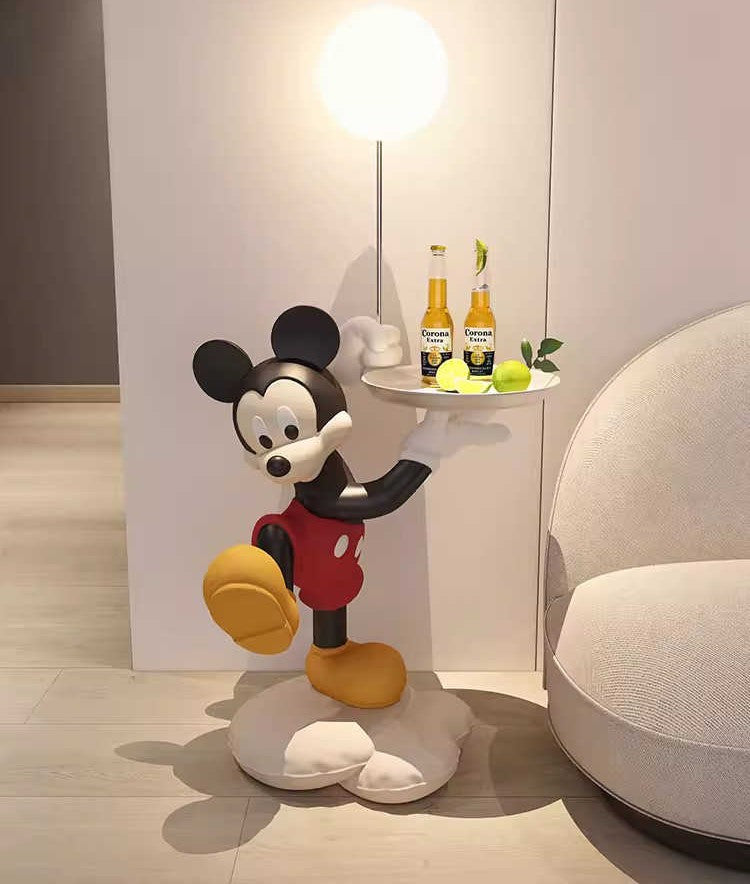 Large Mickey Floor Side Table with LED Light – Premium Living Room Accent Stand, Luxury Serving Tray & Storage Display for Home Decor