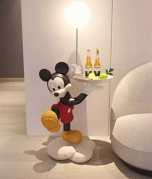 Large Mickey Floor Side Table with LED Light – Premium Living Room Accent Stand, Luxury Serving Tray & Storage Display for Home Decor