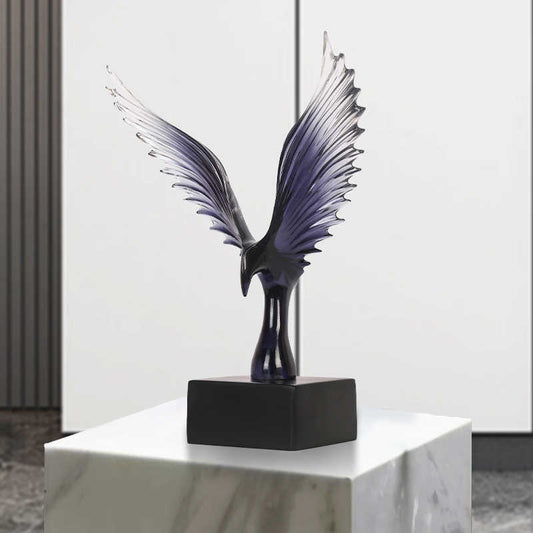 Modern Luxury Glass Eagle Sculpture – High-End Decor Accent for Wine Cabinet, Living Room, Office, or TV Console