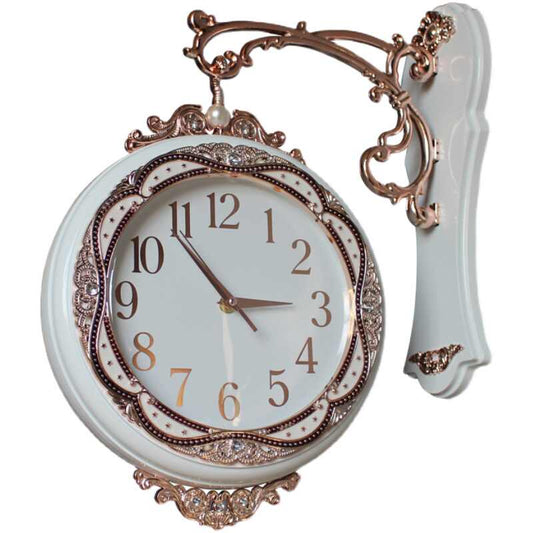 Retro Double-Sided Wall Clock, Silent Quartz Artistic Large Dual Face Hanging Clock, Vintage Victorian Home Decor for Living Room, Entryway