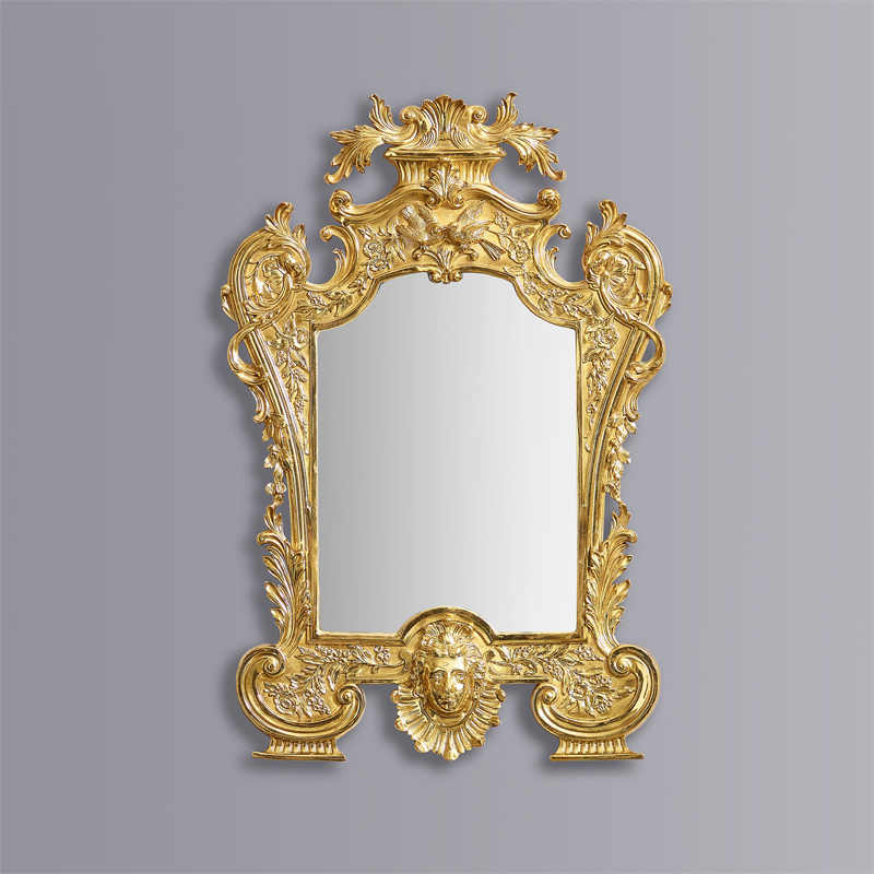 Luxury Brass Ornate Vanity Mirror – Decorative Dressing Mirror for Bedroom, Bathroom, Living Room, and Villa
