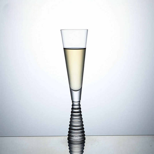 Vintage Crystal Champagne Flute Glass 200ml – Artistic Spiral Stem Dessert Wine Goblet, Premium Lead-Free Crystal, Set of 2 with Coasters & Cleaning Brush