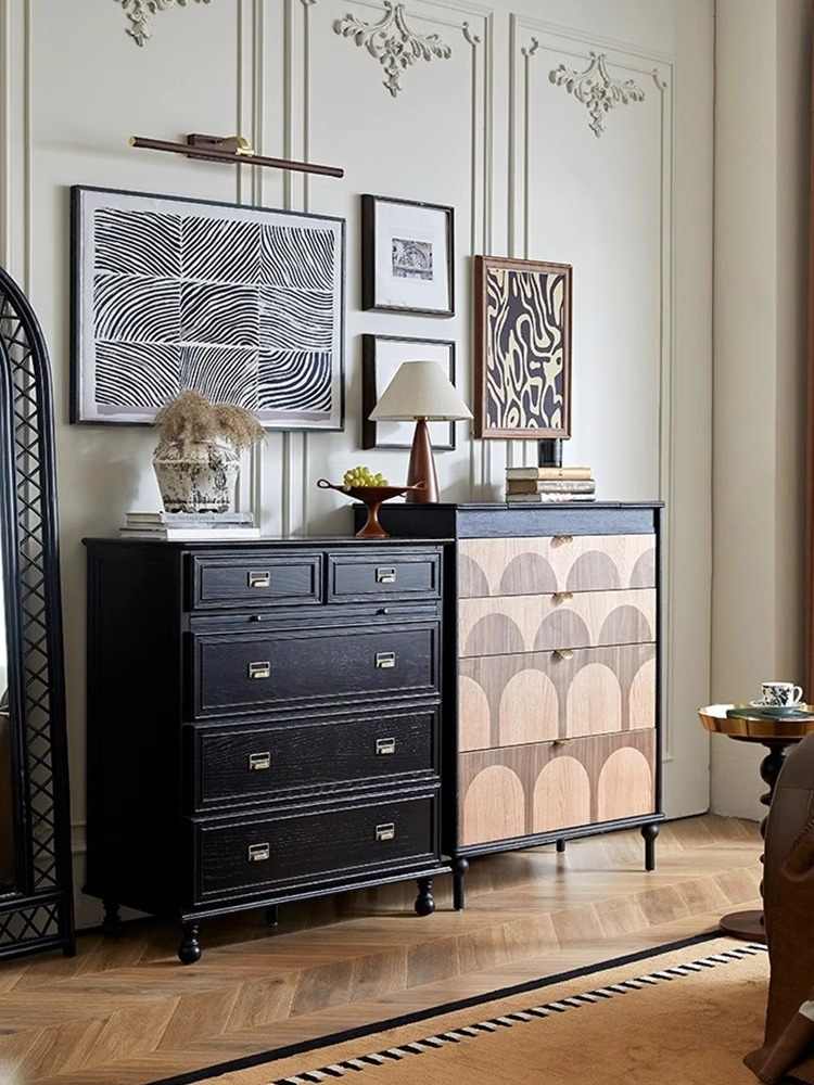 Vintage Solid Wood Vanity, Mid-Century Bedside Dresser with Makeup Storage