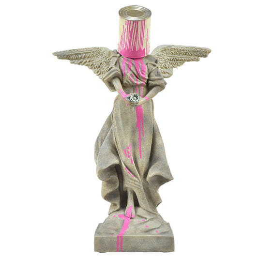 Paint Can Angel Sculpture – Modern Street Art Style Desktop Ornament, Contemporary Home Decor Figurine for Living Room Display